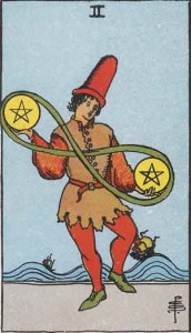 2 of Pentacles from the Rider Waite Smith Tarot