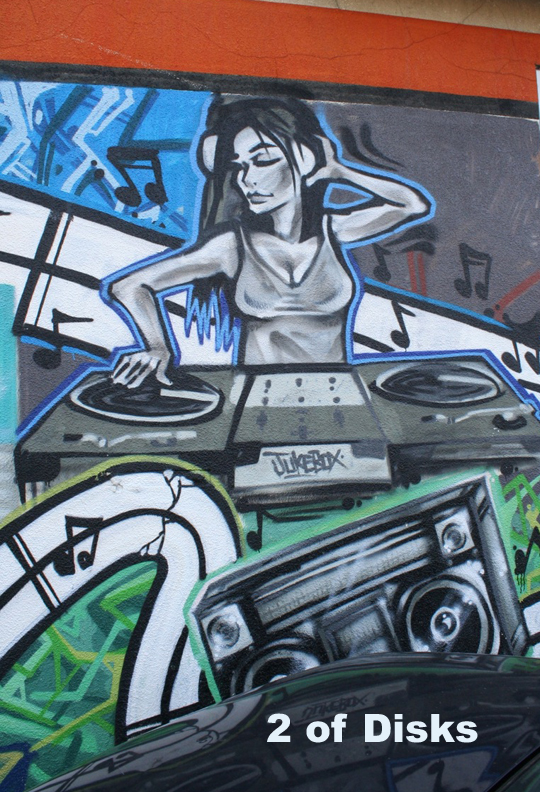 Graffiti 2 of Disks - Toronto Graffiti Tarot