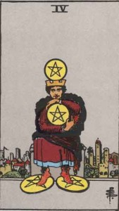 4 of Pentacles from the Rider Waite Smith Tarot