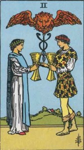 2 of Cups from the Rider Waite Smith Tarot