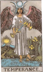 The High Priestess dressed in Temperance's Clothing
