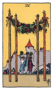4 of Wands from the Smith Waite Tarot