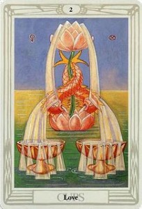 2 of Cups - Thoth Tarot by Aleister Crowley and Lady Frieda Harris