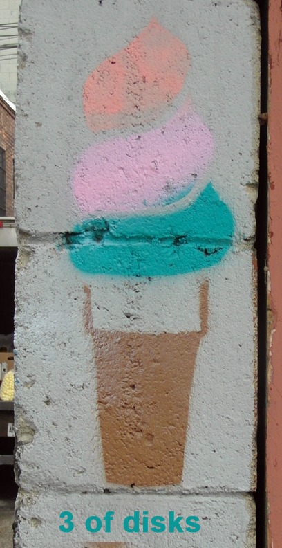 3 of Disks/Scoops - Toronto Graffiti Tarot