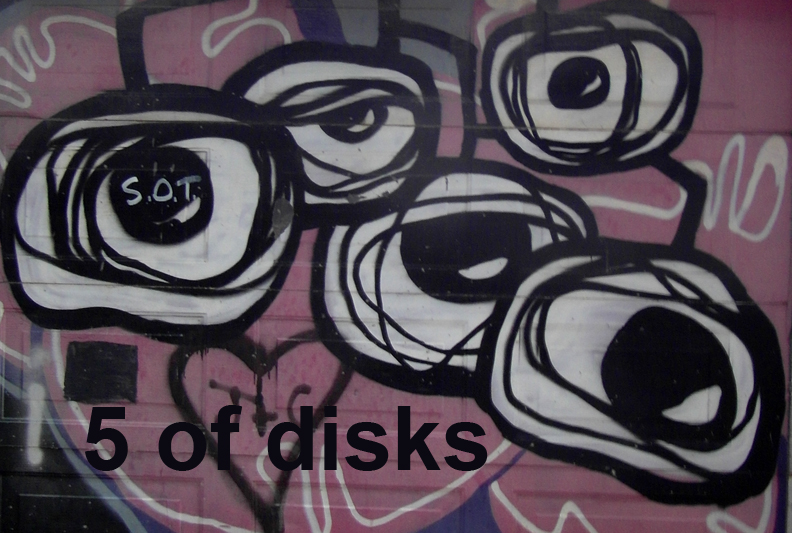 5 of Disks - Toronto Graffiti Tarot